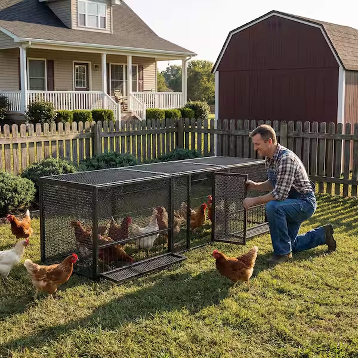 83-Inch Heavy-Duty Outdoor Metal Chicken Coop (SAK24679)