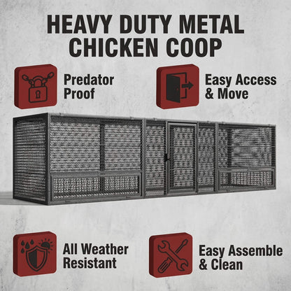 83-Inch Heavy-Duty Outdoor Metal Chicken Coop (SAK24679)