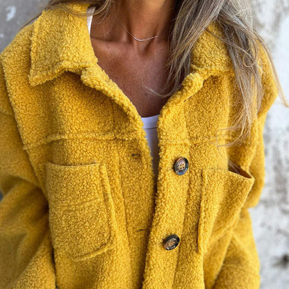 Plus Size Women’s Solid Color Sherpa Jacket