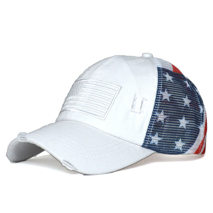 Women's Ripped Embroidered Baseball Cap – Breathable Dome Top Polyester Hat