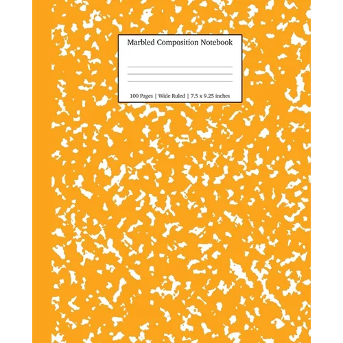 Marbled Composition Notebook: Orange Marble Wide Ruled Paper Subject Book - Paperback