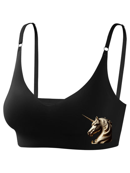 Golden Unicorn Seamless Bra for Women (Front Printing)