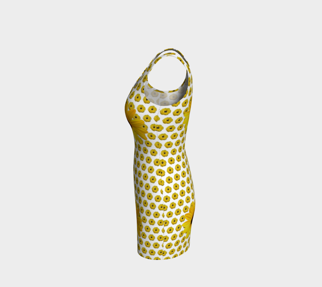Yellow Flowers and Roses Mini Bodycon Dress
