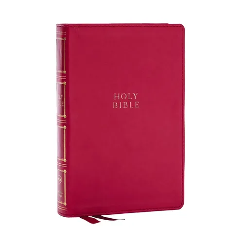 Nkjv, Compact Center-Column Reference Bible, Dark Rose Leathersoft, Red Letter, Comfort Print - Imitation Leather