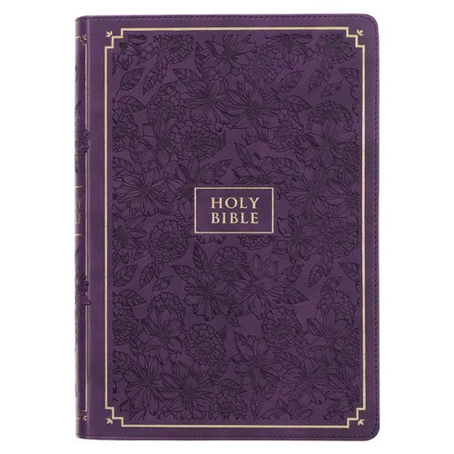 KJV Bible Giant Print Full-Size (Faux Leather, Purple Floral) - Imitation Leather