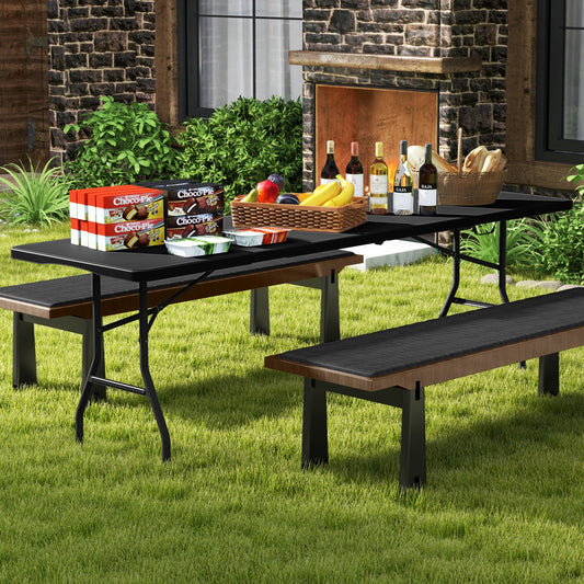 8 ft Portable Folding Table 350 LBS Fold-in-Half Table with HDPE Tabletop