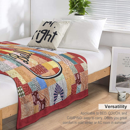 Ball Jar Faux Quilt Design Super Soft Blanket 50 x 60 ( Made in USA)