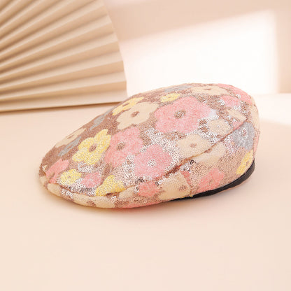 Sequin Flower Beret – Trendy Painter's Hat for Women | Outdoor & Everyday Style