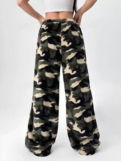 Leopard Wide Leg Plush Pants