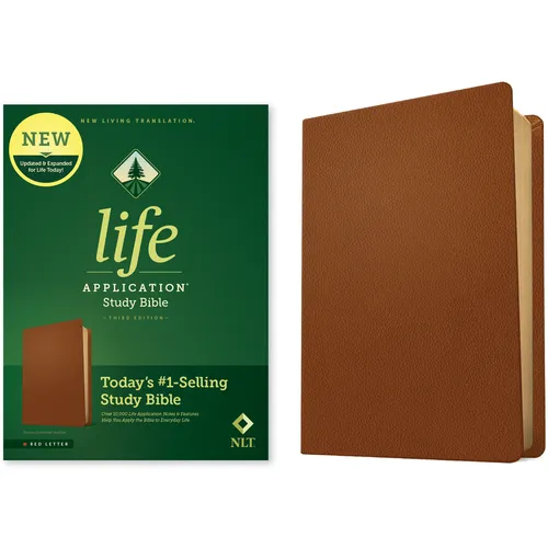 NLT Life Application Study Bible, Third Edition (Genuine Leather, Brown, Red Letter) - Leather