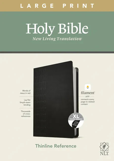 NLT Large Print Thinline Reference Bible, Filament Enabled Edition (Red Letter, Leatherlike, Black, Indexed) - Imitation Leather