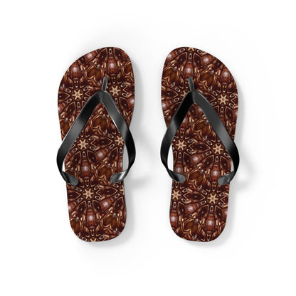 Brown and Beige Star Pattern Flip Flops