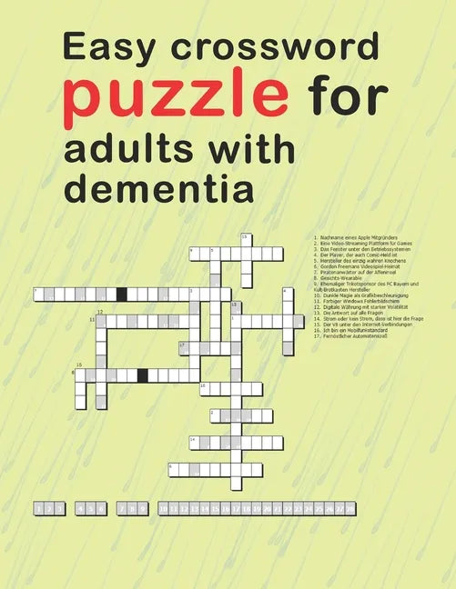 Easy Crossword Puzzles For Adults With dementia: relaxing activity books for adults the big activity book for anxious people, Includes Relaxing Memory - Paperback