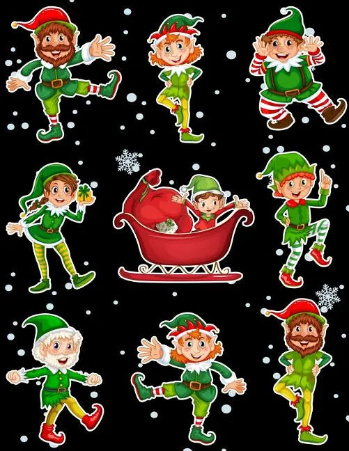 Christmas Holiday Sticker Album Dancing Elves: 100 Plus Pages For PERMANENT Sticker Collection, Activity Book For Boys and Girls - 8.5 by 11 - Paperback