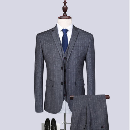 Mens Fashionable And Versatile Striped Three-piece Suit