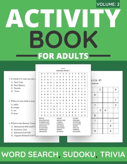 Activity Book For Adults - Word Search, Sudoku, Trivia: 100+ Large-Print Puzzles For Adults & Seniors (Volume: 2) - Paperback
