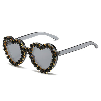Peach Heart Rhinestone Sunglasses – Y2K INS Style
