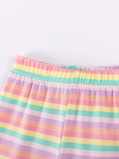 Children's Horse Applique Top & Rainbow Striped Pants Set
