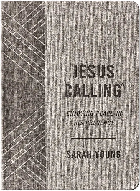 Jesus Calling, Textured Gray Leathersoft, with Full Scriptures: Enjoying Peace in His Presence (a 365-Day Devotional) - Leather