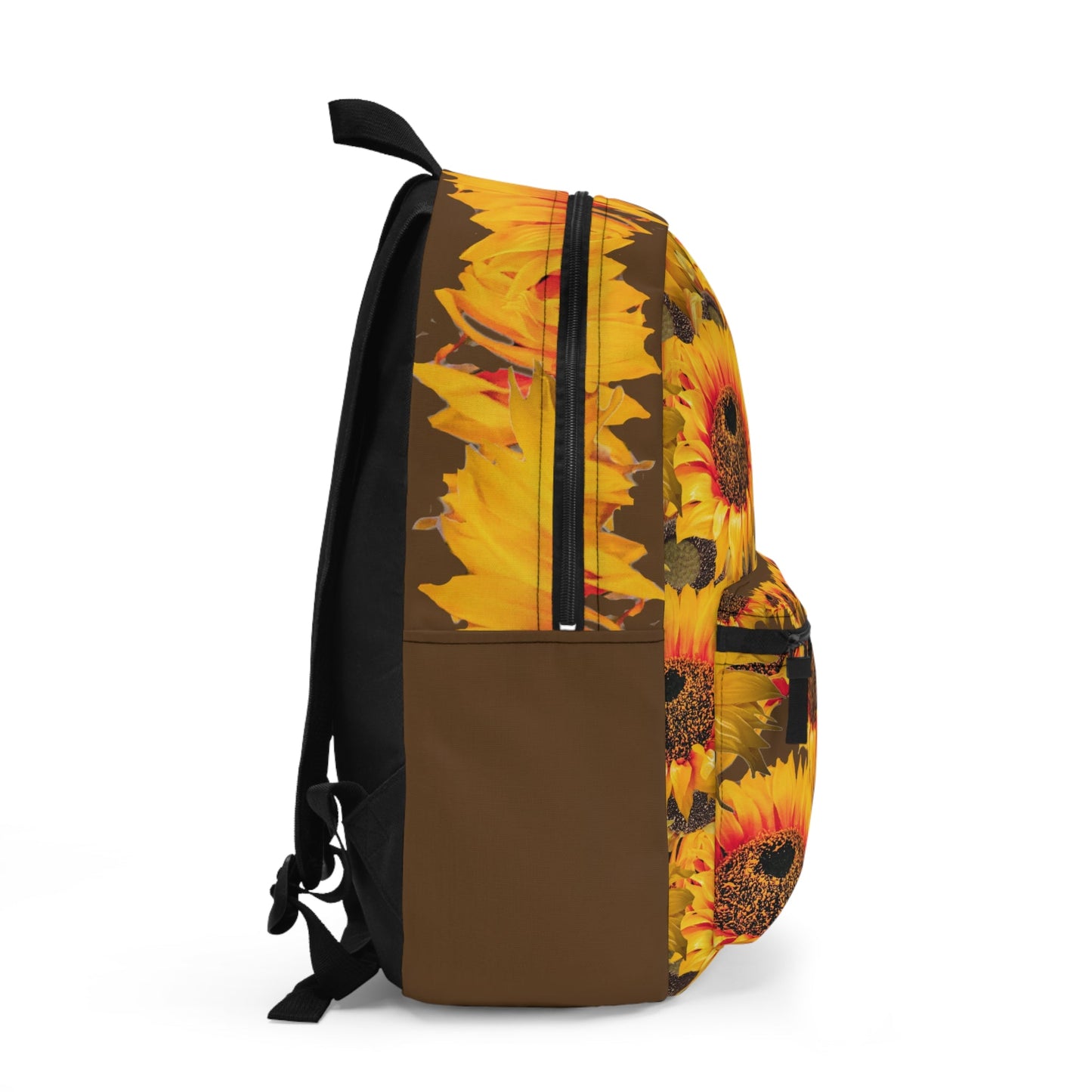Backpack with Sunflowers, Floral Rucksack, Flower Print Bag, Nature Lover Gift, Brown Backpack, Sun Flower Design