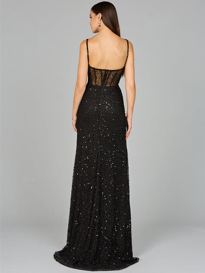Elegant Corset Gown with Slit