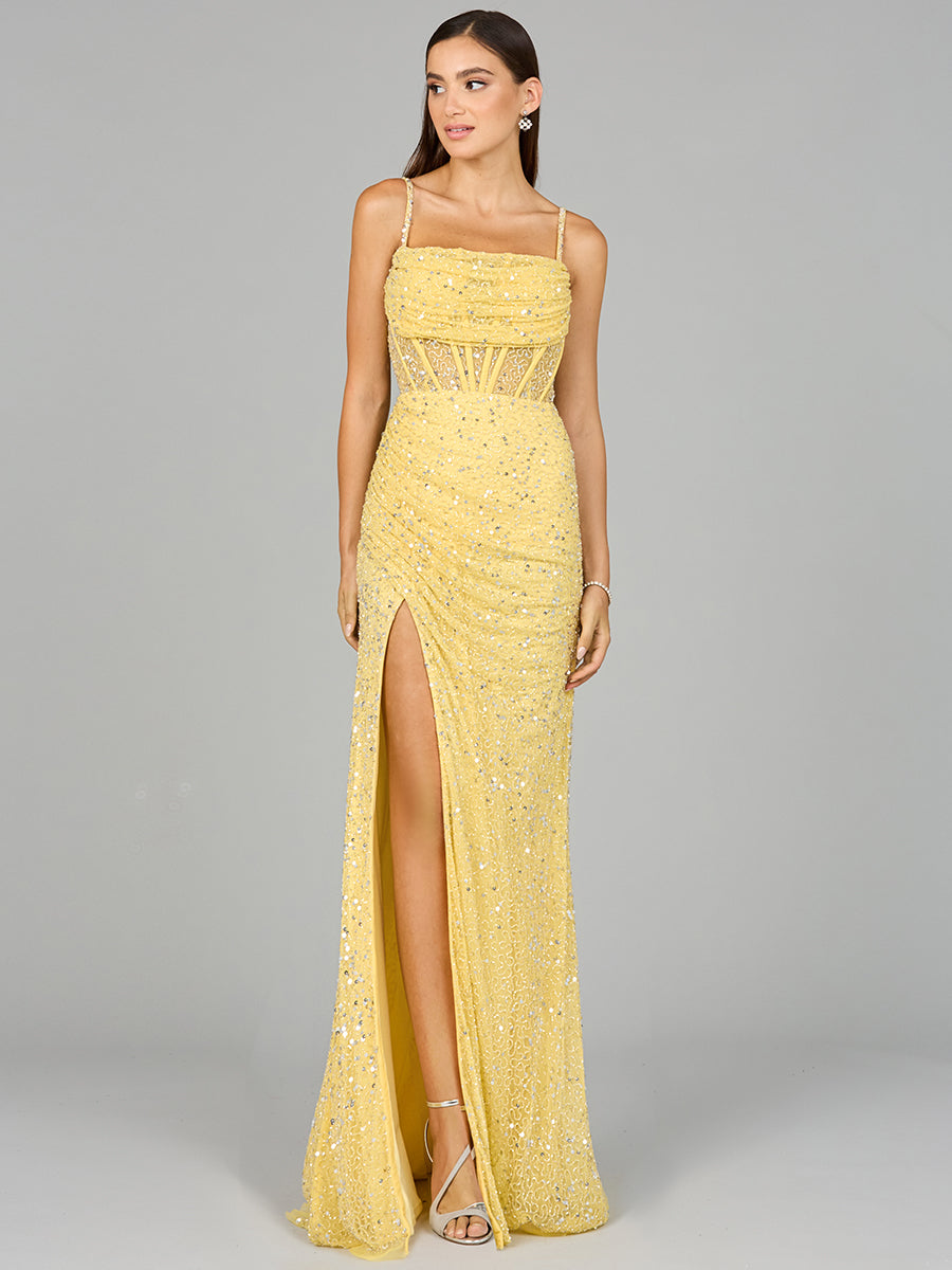 Elegant Corset Gown with Slit