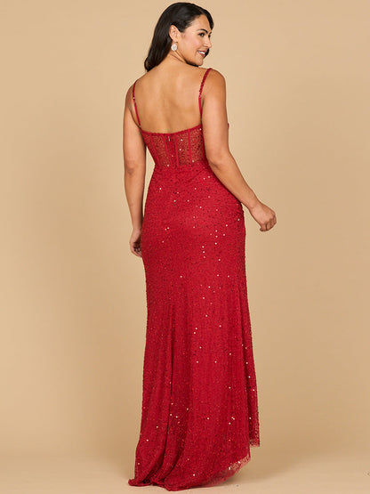 Elegant Corset Gown with Slit