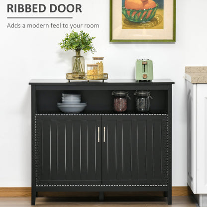 Black Sideboard Buffet Cabinet with 2 Doors and Adjustable Shelves