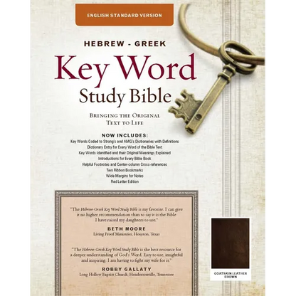 The Hebrew-Greek Key Word Study Bible: ESV Edition, Brown Genuine Goat Leather - Leather