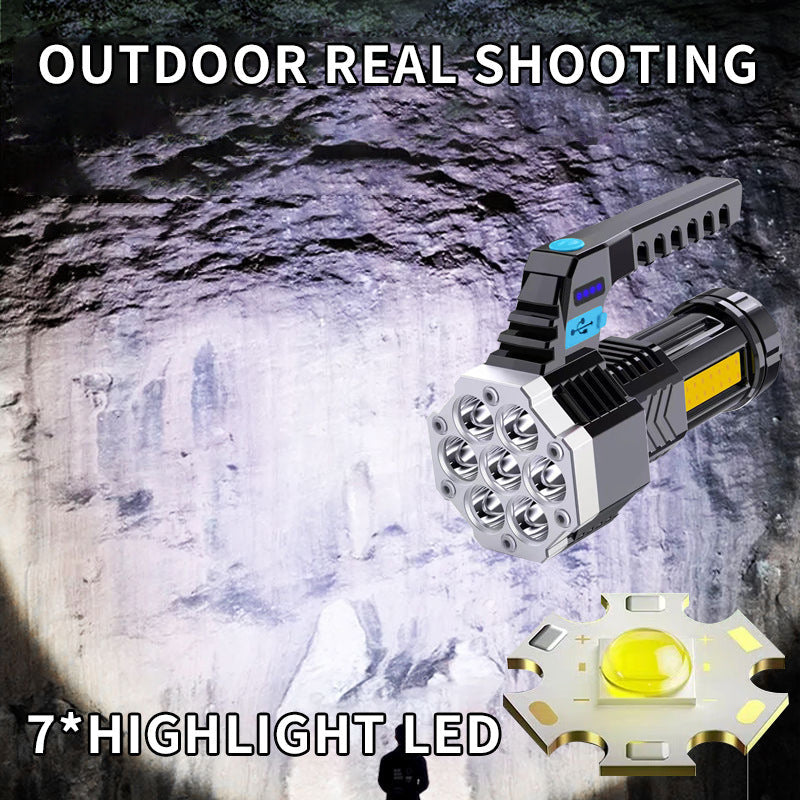 High Power LED Flashlight Powerful USB Rechargeable Lamp Built-in Battery COB 7 LED Flashlights