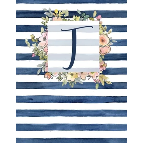 T: Letter T Monogram Initial Notebook - 8.5" x 11" - 100 pages, Dot Bullet Grid Pages- Watercolor Floral Notebook - Paperback