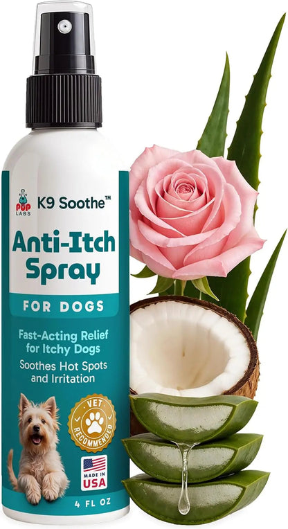 Anti-Itch Pet Skincare Spray for Dogs –Aloe, Rose & Coconut Hot Spot Relief