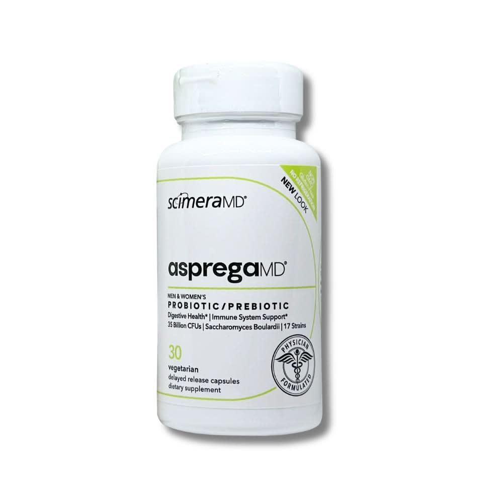 Scimera MD® Asprega Probiotic + Prebiotic Supplement for Digestive Health and Immune System Support, 35 Billion CFUs