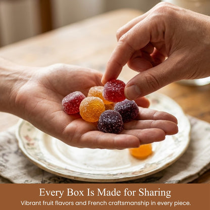 Andy Anand French Pates de Fruits Fruit Jellies, 65% Fruit, 24 pc – Imported French Candy Confection, Natural Fruit Flavors, Gourmet Birthday & Holiday Gift