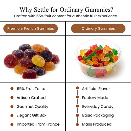 Andy Anand French Pates de Fruits Fruit Jellies, 65% Fruit, 24 pc – Imported French Candy Confection, Natural Fruit Flavors, Gourmet Birthday & Holiday Gift