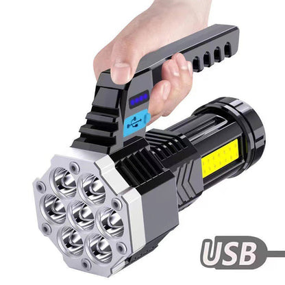 High Power LED Flashlight Powerful USB Rechargeable Lamp Built-in Battery COB 7 LED Flashlights