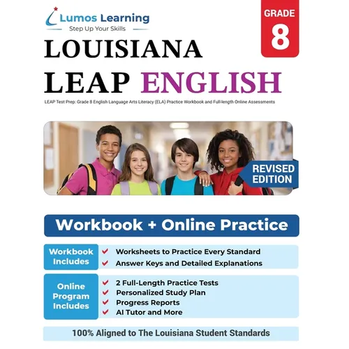 LEAP Test Prep: Grade 8 English Language Arts Literacy (ELA) Practice Workbook and Full-length Online Assessments: LEAP Study Guide - Paperback