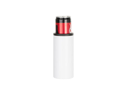 16oz Blank Sublimation Can Cooler With 2 screw on Lids Straight White Tumbler Stainless Double Insulated