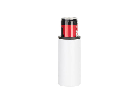 16oz Blank Sublimation Can Cooler With 2 screw on Lids Straight White Tumbler Stainless Double Insulated