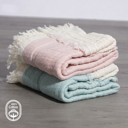 100% Cotton Reversible Muslin Baby Blankets 30" x 40"