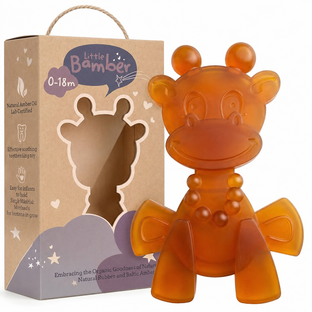 The Little Bamber - Natural Rubber & Baltic Amber Teething Toy