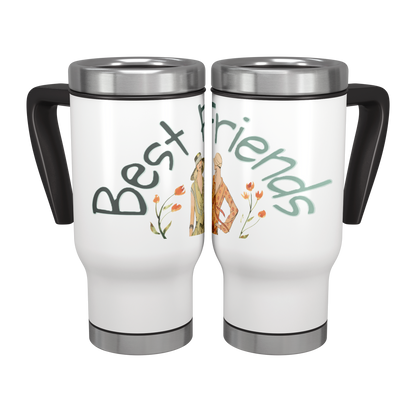 Vintage Fashionable Best Friends 14 oz Travel Mug Tumbler