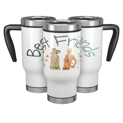 Vintage Fashionable Best Friends 14 oz Travel Mug Tumbler