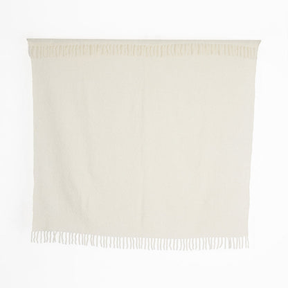 Handloomed Alpaca Bouclé Ivory Throw Blanket From Peru