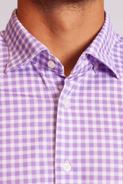 Mauro Long Sleeve Check Tech Shirt - Lavender