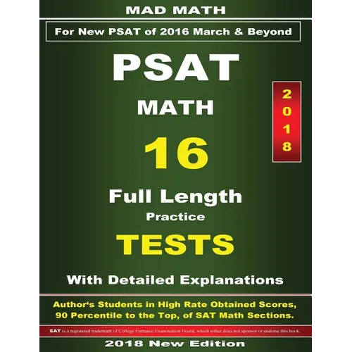2018 New PSAT Math 16 Tests - Paperback