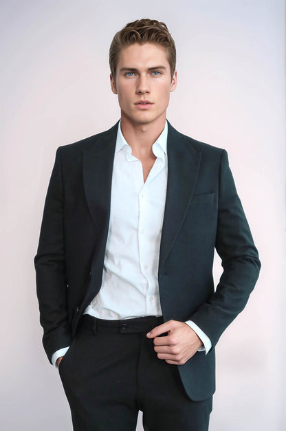 Plain Slim Fit Sport Black Men Blazer - Wessi