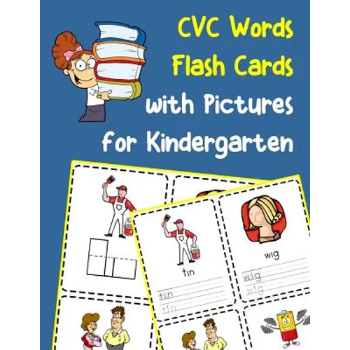 CVC Words Flash Cards with Pictures for Kindergarten: Vowels and consonants missing word activity flashcards - Paperback