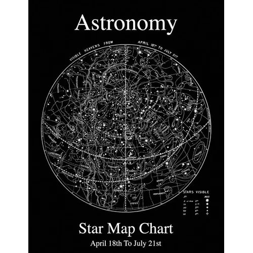 Astronomy Star Map Chart April 18th To July 21st - Paperback