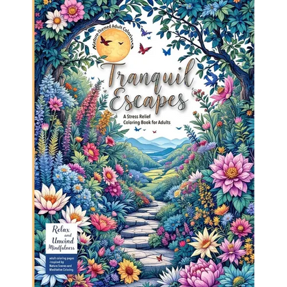 (Nature-Themed Adult Coloring Book) Tranquil Escapes: Relax and Unwind with Mindfulness adult coloring pages -Inspired by Nature Scenes and Meditative - Paperback